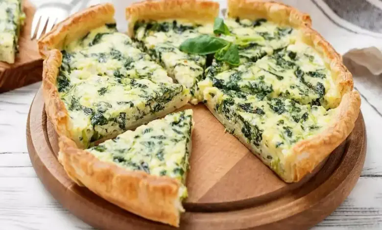 Receita de Quiche de Espinafre e Queijo Feta